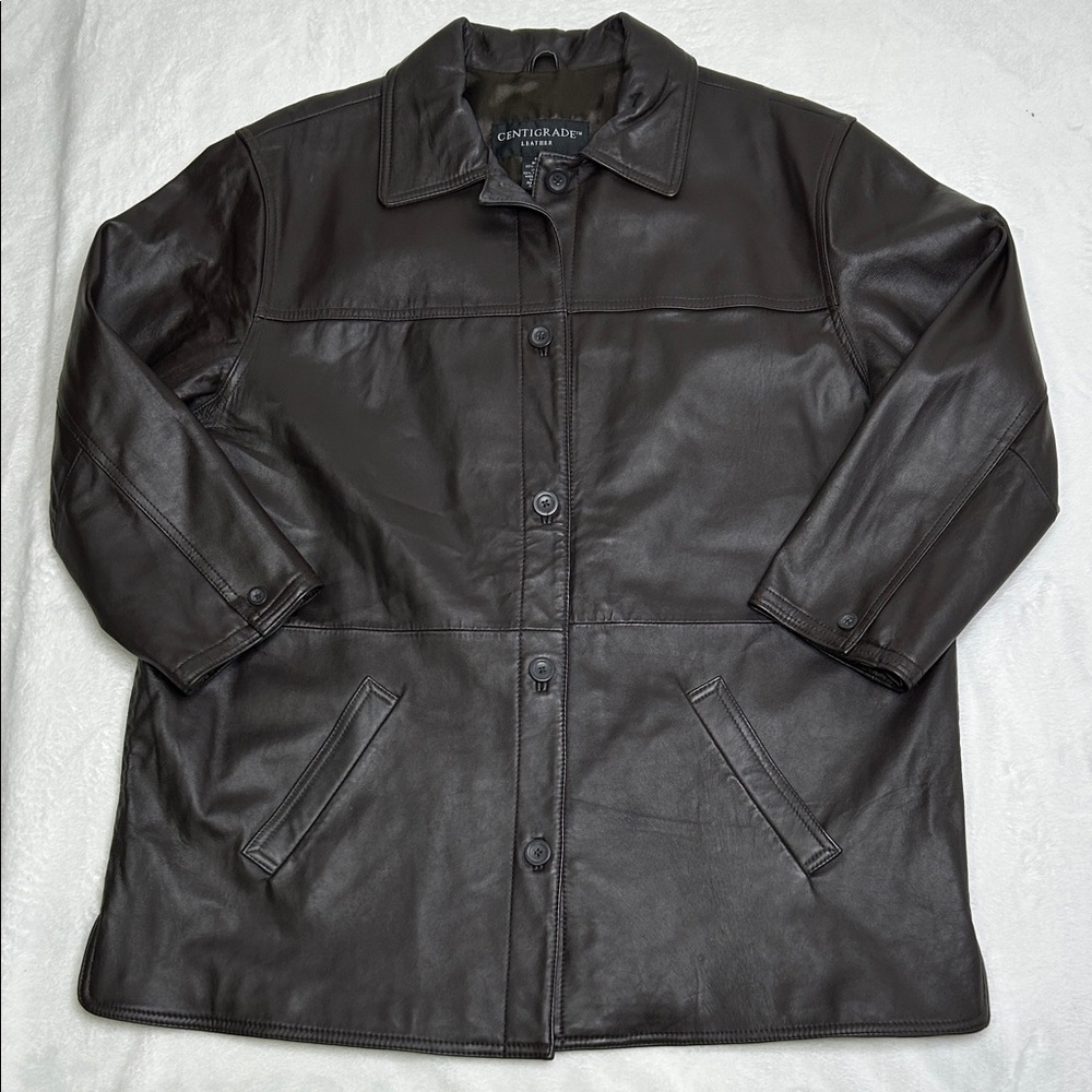 Centigrade Dark Brown Leather Jacket Women’s 1X 3/4 Sleeves
